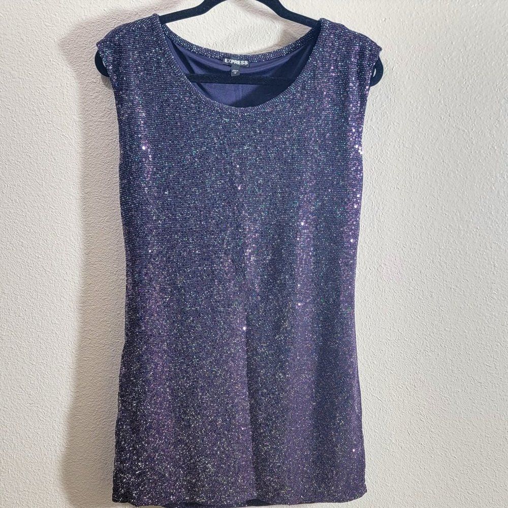 Express purple sequin mini dress sleeveless Size Medium